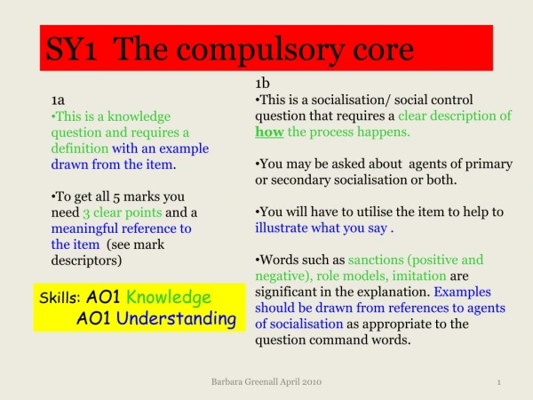 SY1 The compulsory core