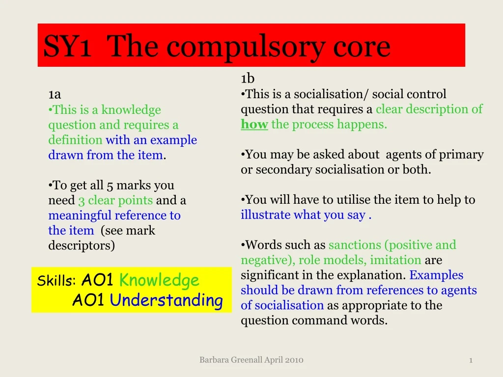 sy1 the compulsory core