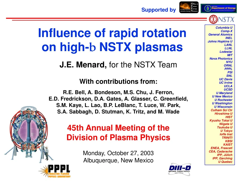influence of rapid rotation on high b nstx plasmas