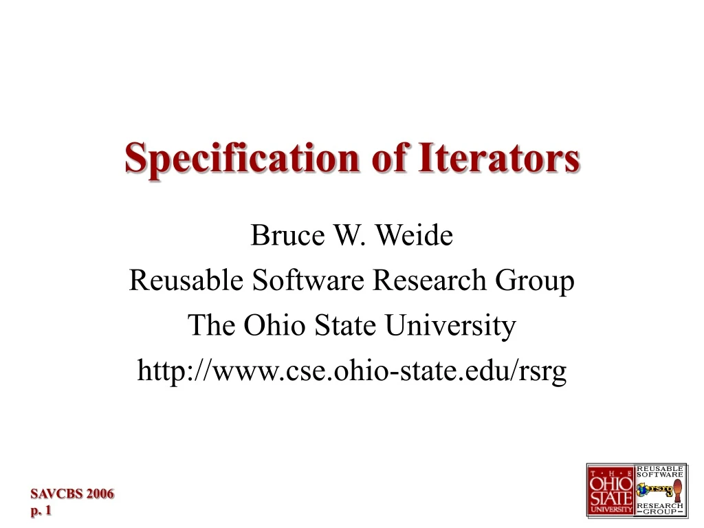 specification of iterators