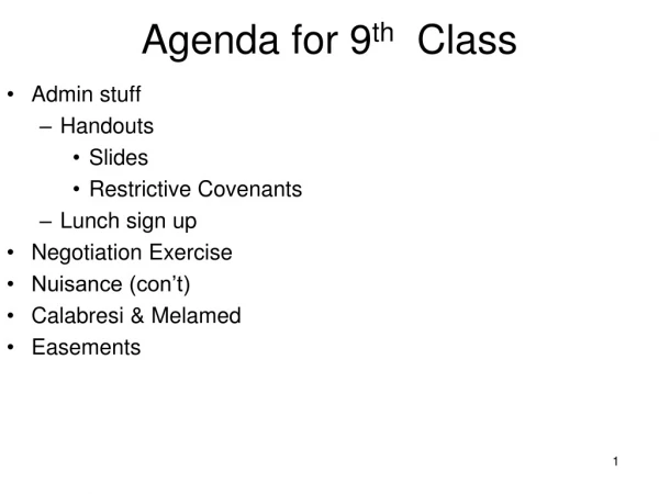Agenda for 9 th Class