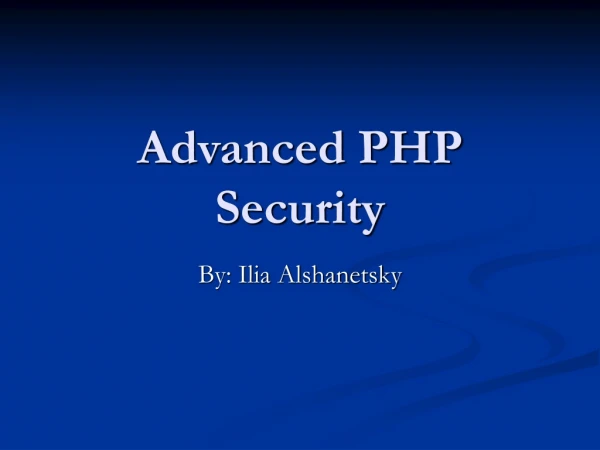Advanced PHP Security
