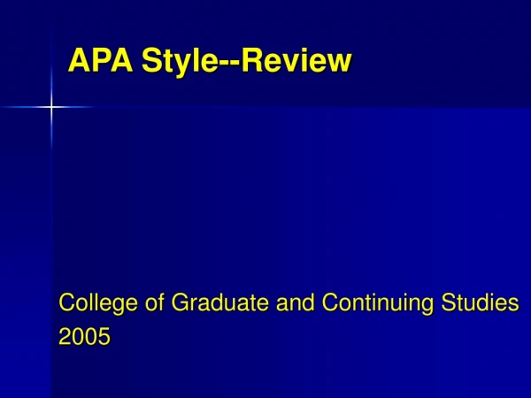 APA Style--Review
