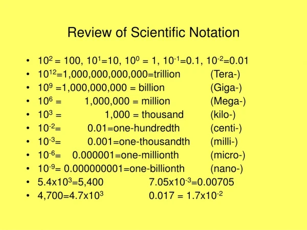 Review of Scientific Notation