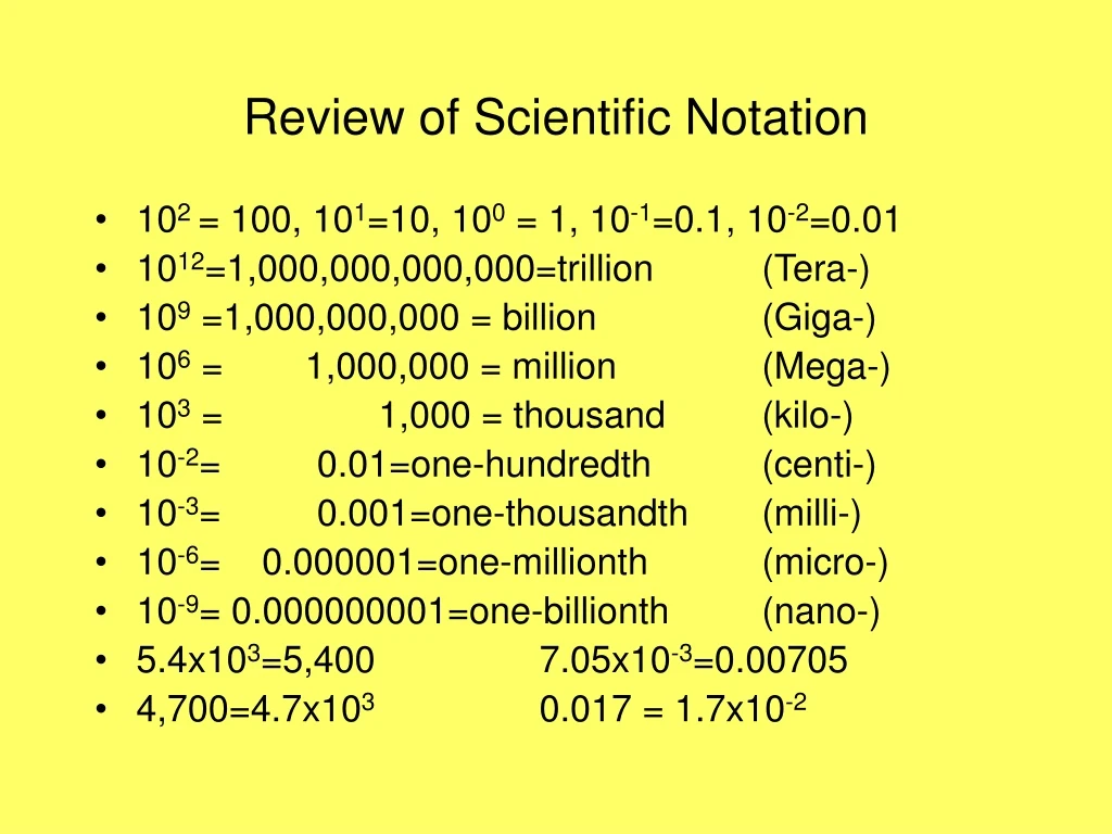 review of scientific notation