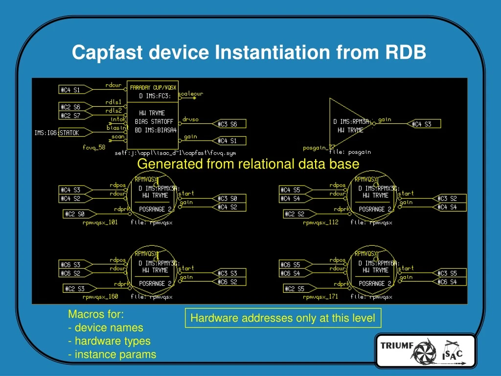 capfast device instantiation from rdb