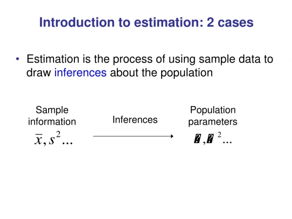 Introduction to estimation: 2 cases