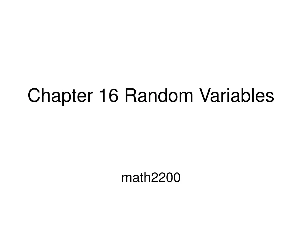 chapter 16 random variables