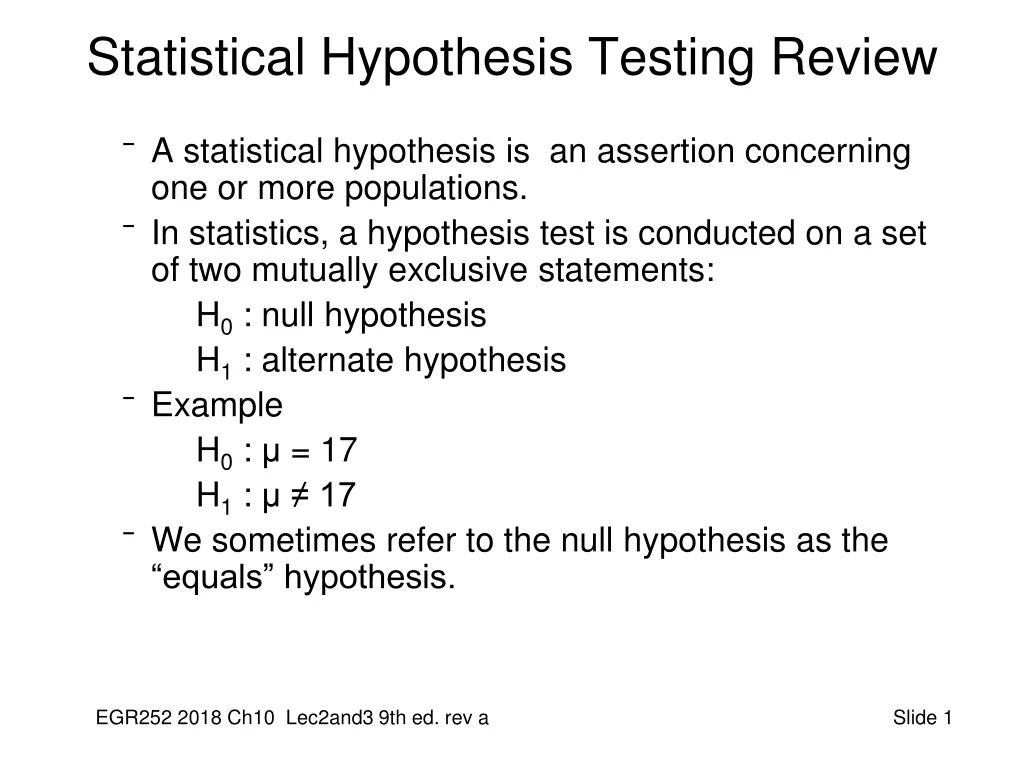 statistical hypothesis testing review