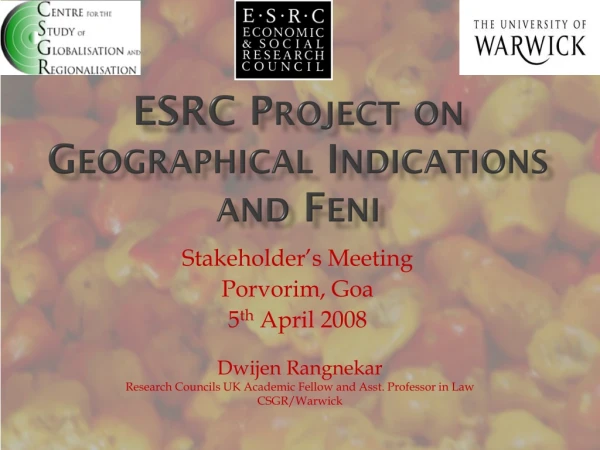 ESRC Project on Geographical Indications and Feni