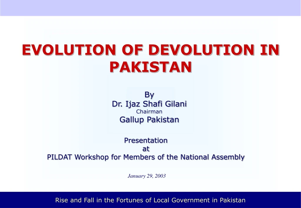 evolution of devolution in pakistan
