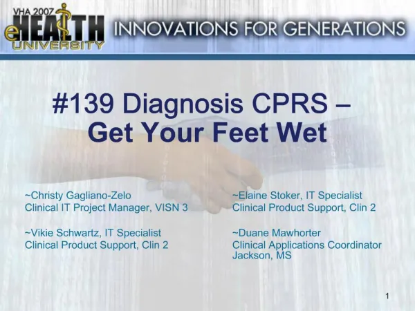 139 Diagnosis CPRS Get Your Feet Wet
