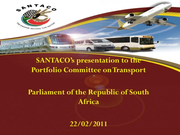 SANTACO’s presentation to the Portfolio Committee on Transport