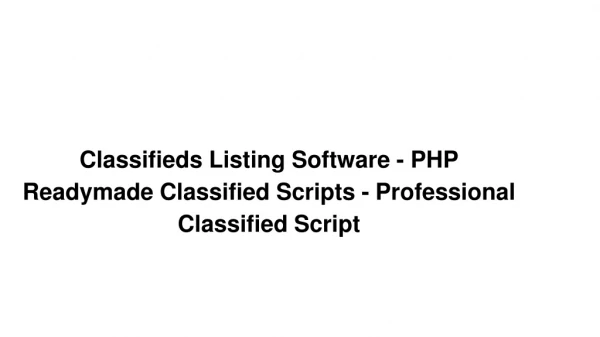 Classifieds website script - PHP Readymade Classified Scripts
