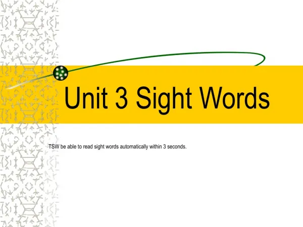 Unit 3 Sight Words
