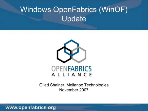 Windows OpenFabrics WinOF Update