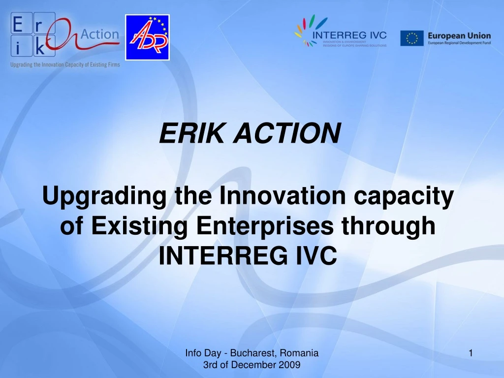 erik action upgrading the innovation capacity of existing enterprises through interreg ivc