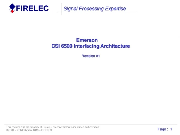 Emerson CSI 6500 Interfacing Architecture Revision 01