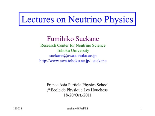 Lectures on Neutrino Physics