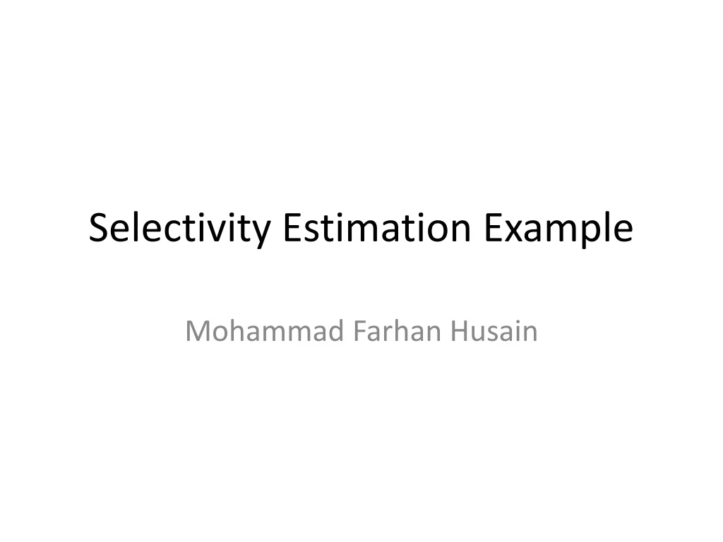 selectivity estimation example