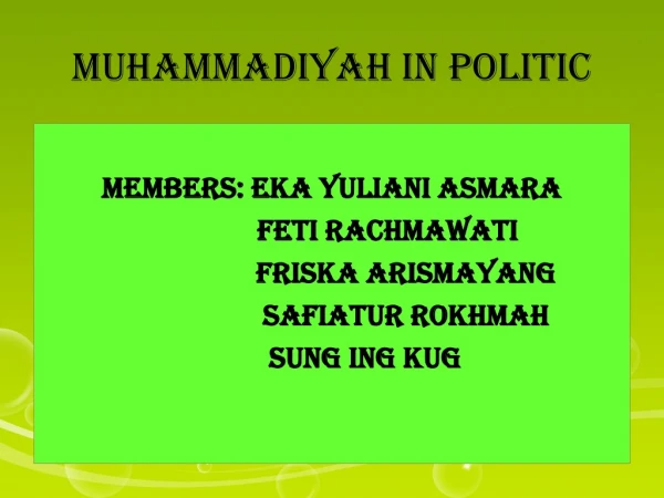 MUHAMMADIYAH IN POLITIC