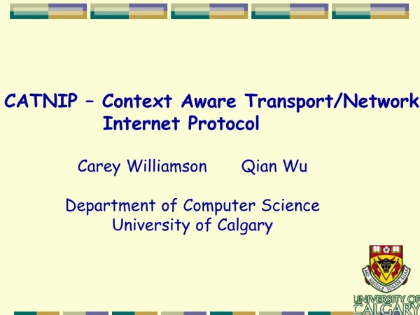 CATNIP – Context Aware Transport/Network 	 Internet Protocol