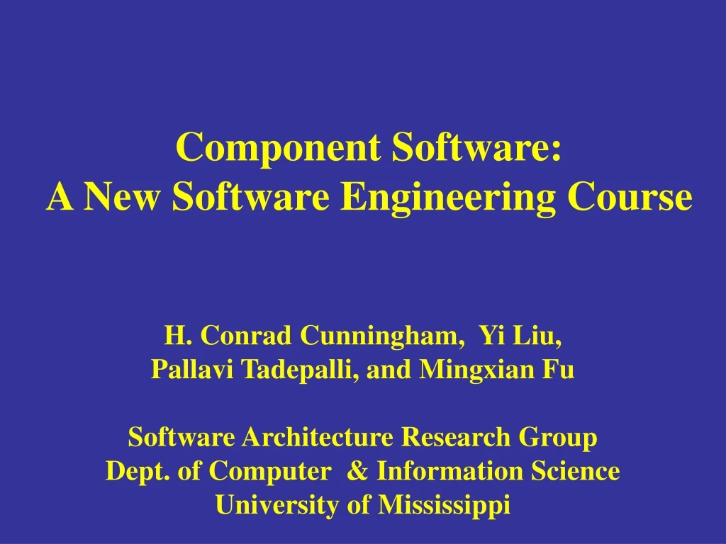 component software a new software engineering course