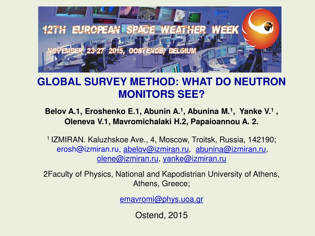 global survey method what do neutron monitors