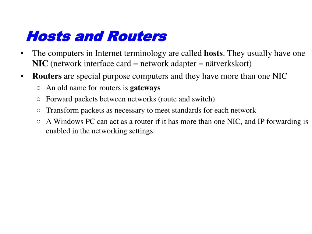 hosts and routers