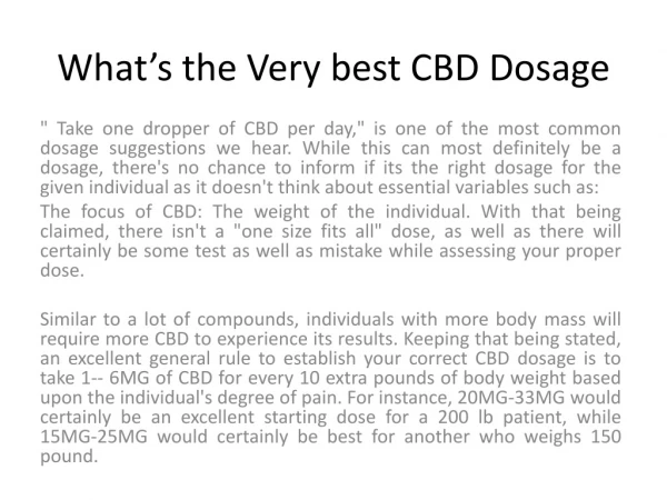 What’s the Very best CBD Dosage