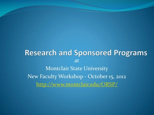 Research and Sponsored Programs