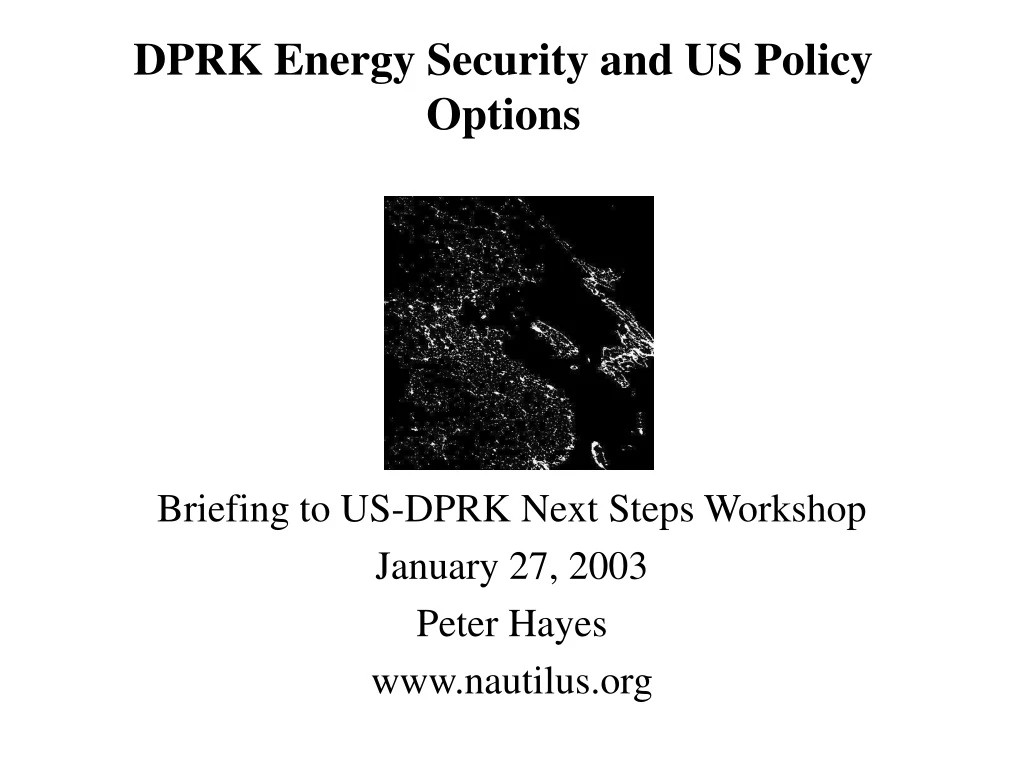 dprk energy security and us policy options