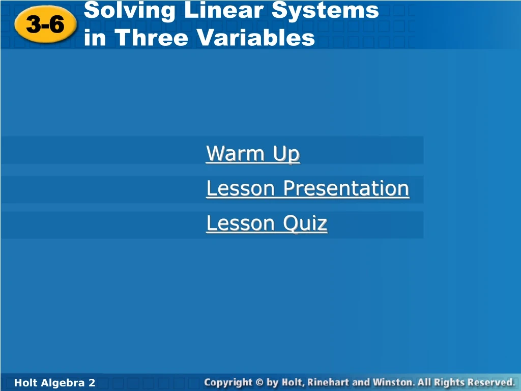 solving linear systems in three variables