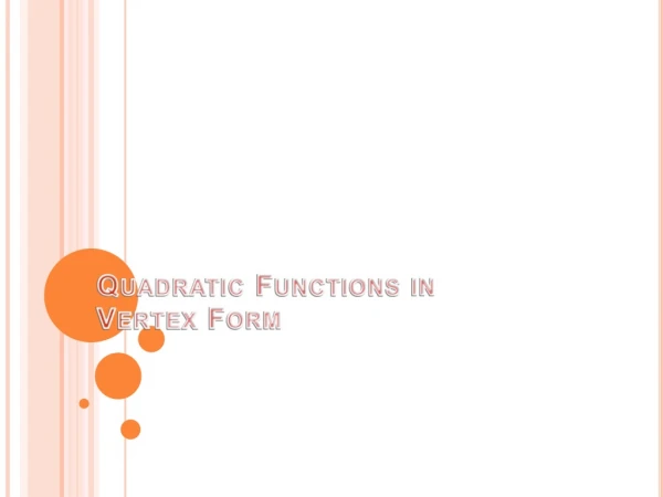 Quadratic Functions in Vertex Form