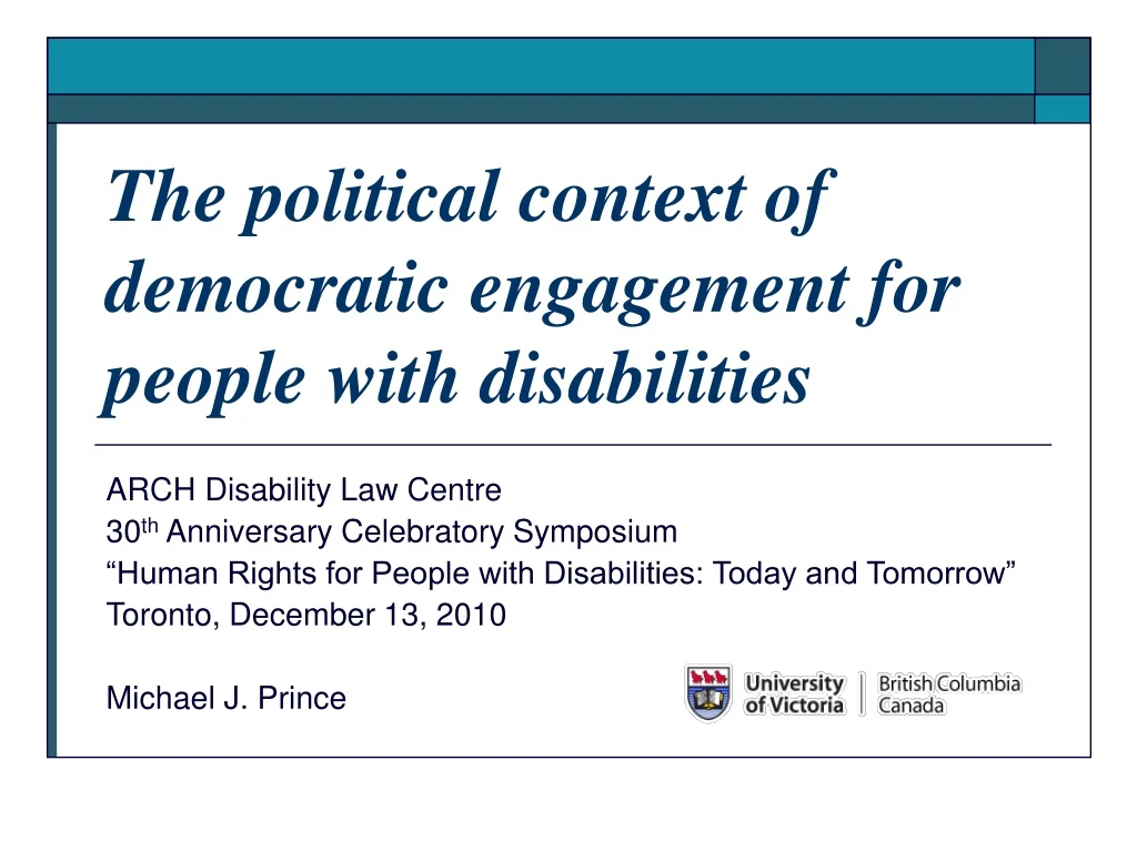 the political context of democratic engagement for people with disabilities