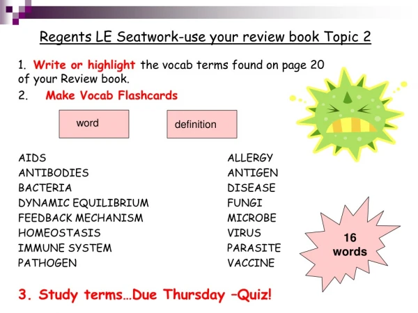 Regents LE Seatwork-use your review book Topic 2