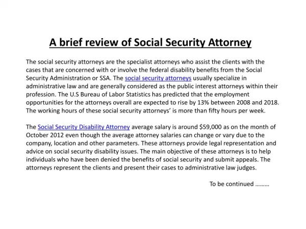 A brief review of Social Security Attorney