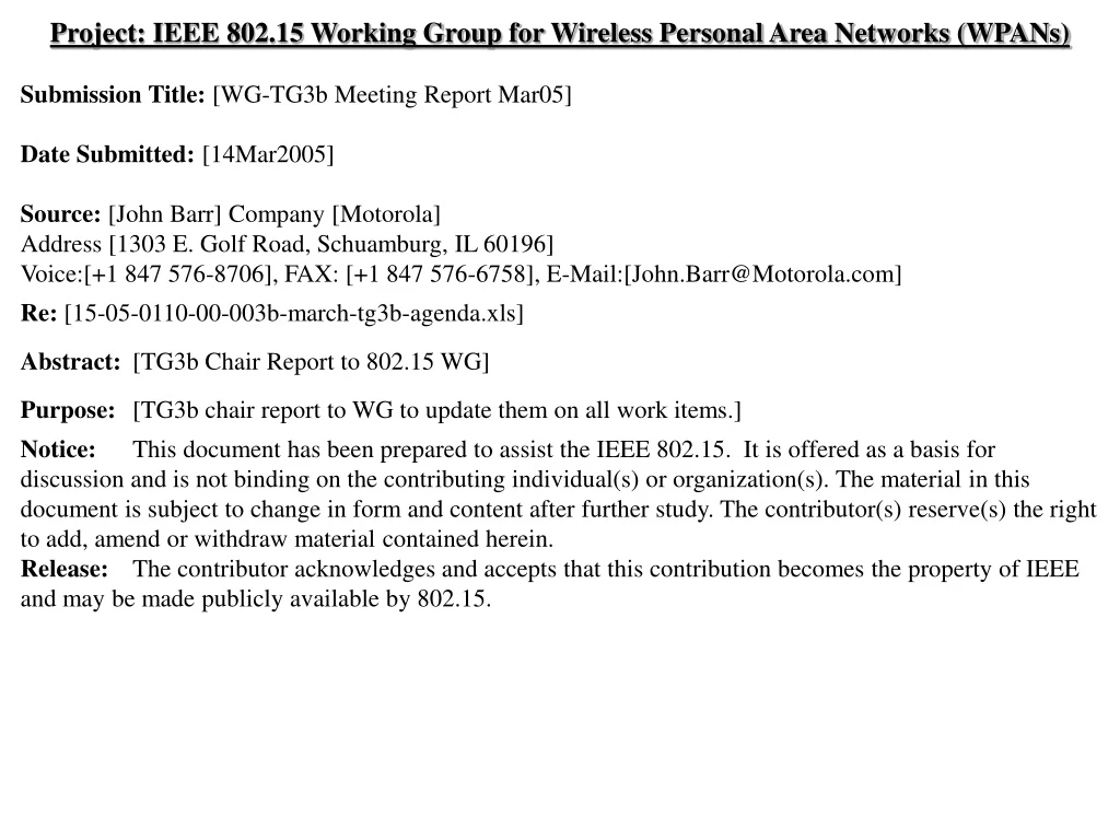 project ieee 802 15 working group for wireless