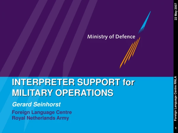 INTERPRETER SUPPORT for MILITARY OPERATIONS