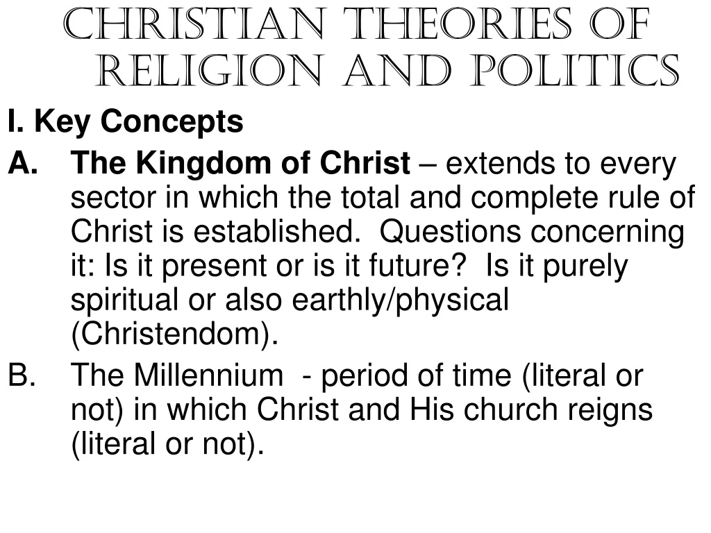 christian theories of religion and politics