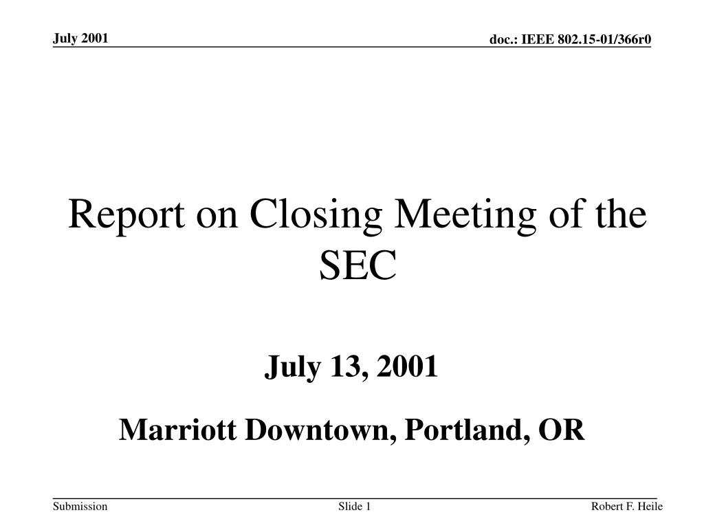 report on closing meeting of the sec