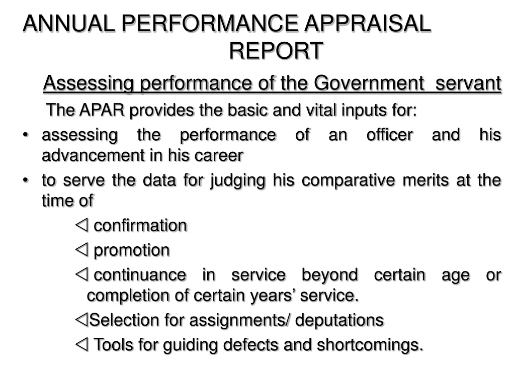 annual performance appraisal report
