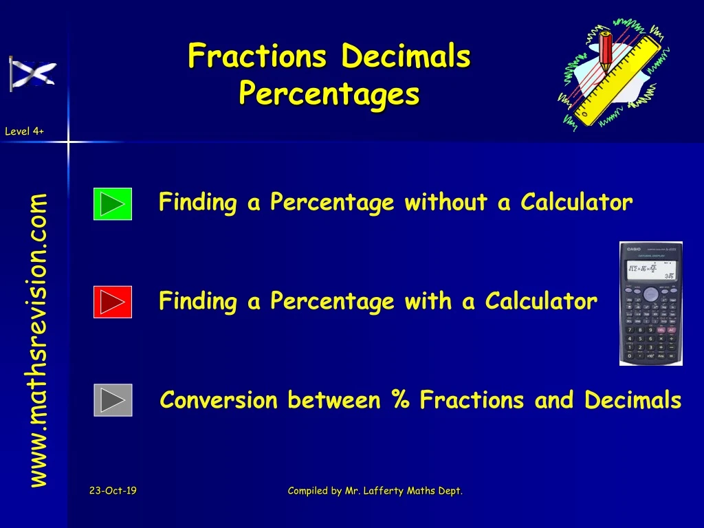 fractions decimals percentages