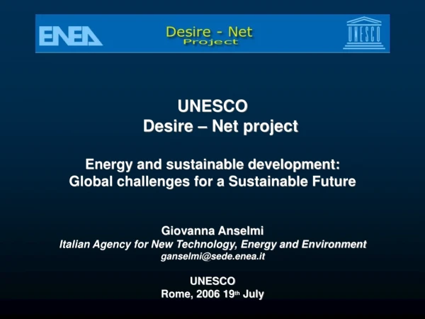 UNESCO Desire – Net project Energy and sustainable development: