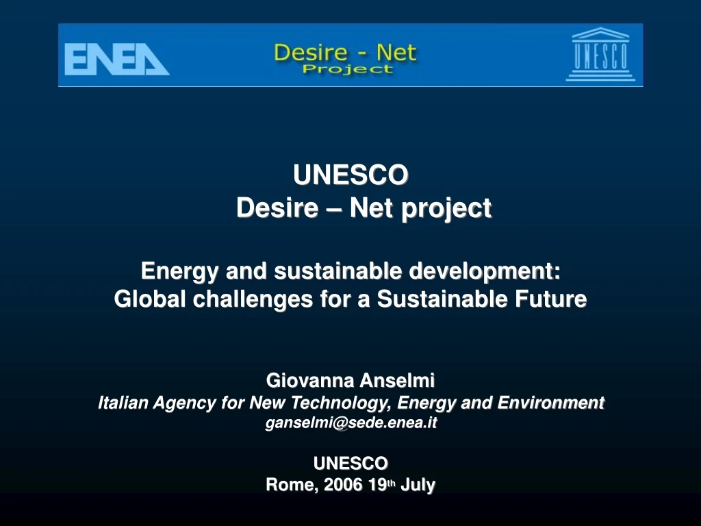 unesco desire net project energy and sustainable