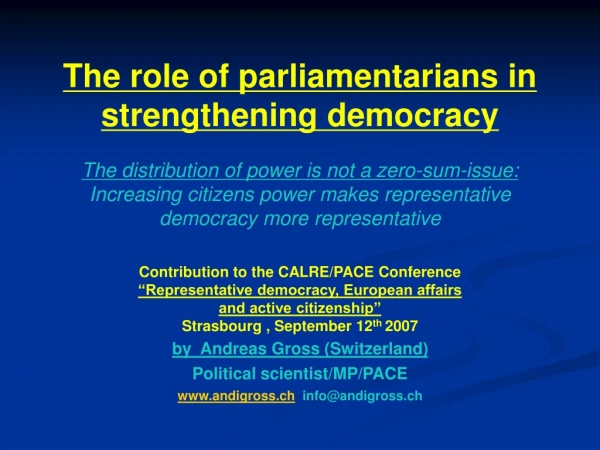 Contribution to the CALRE/PACE Conference “Representative democracy, European affairs