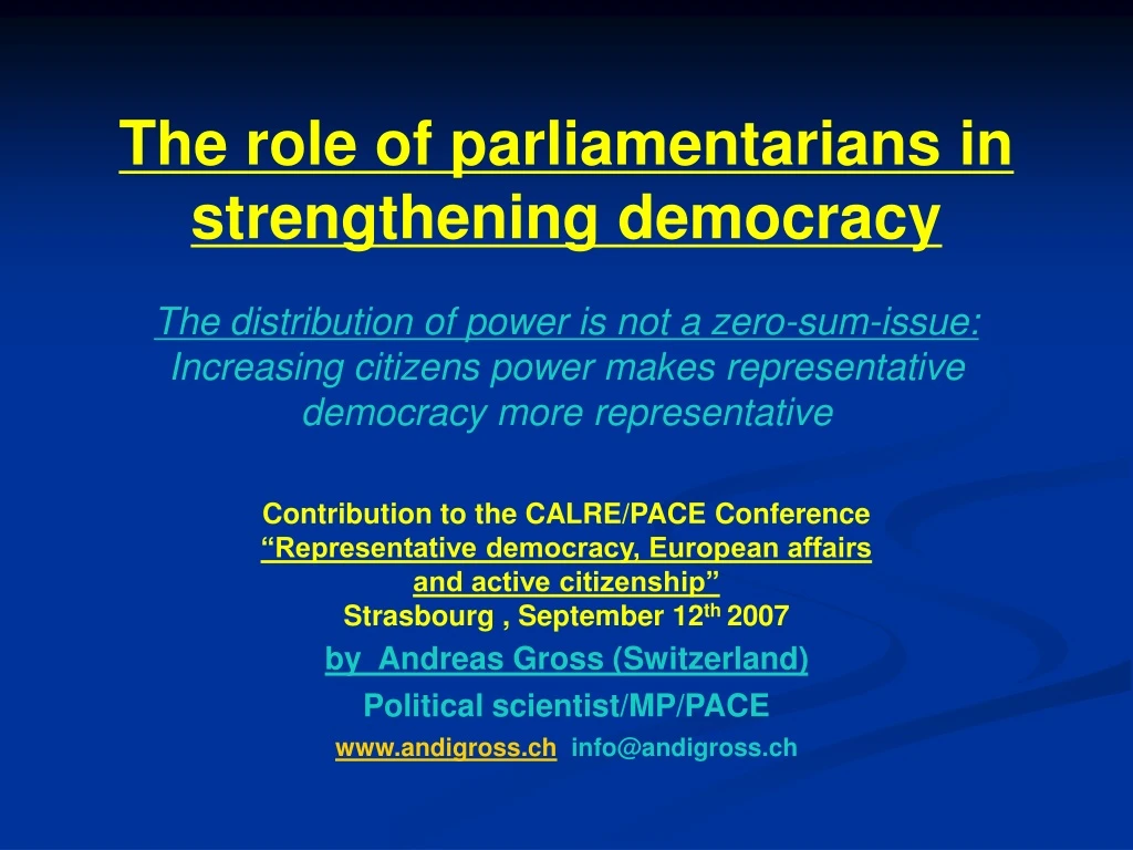 the role of parliamentarians in strengthening