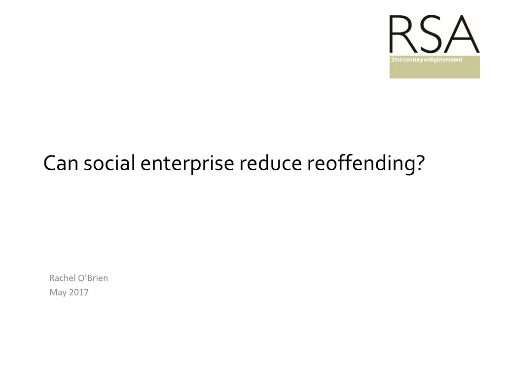 can social enterprise reduce reoffending