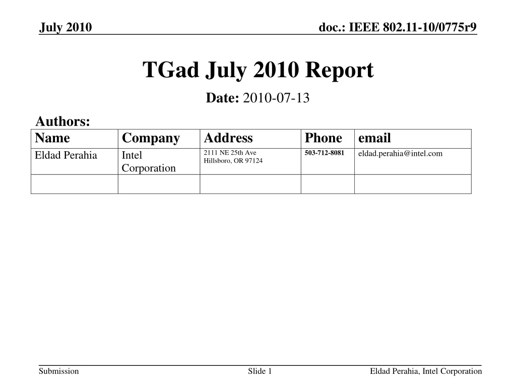 tgad july 2010 report