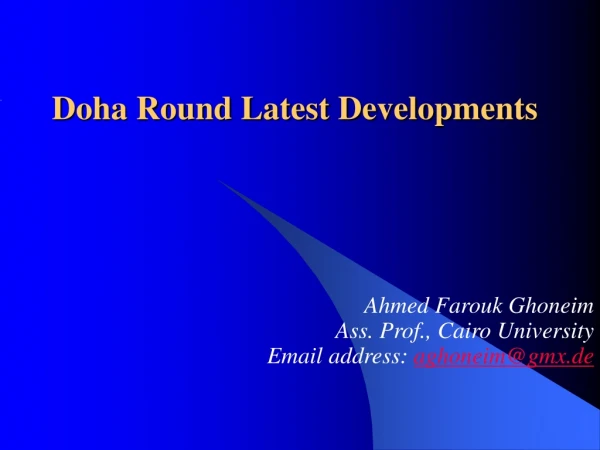 Doha Round Latest Developments